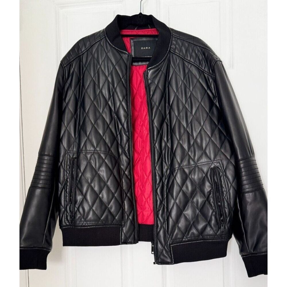 Zara Faux Leather Bomber Jacket XL
